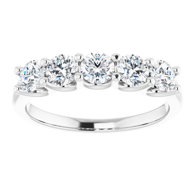 1.00 ct. Round Cut Diamond Wedding Band 5 Stone Anniversary Ring-VIRABYANI
